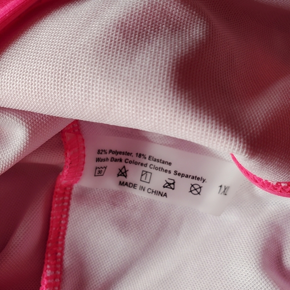 SOLY HUX Women's Plus Size Color Block Swimsuit Ruched High Waist Hot Pink 1XL - Picture 12 of 16